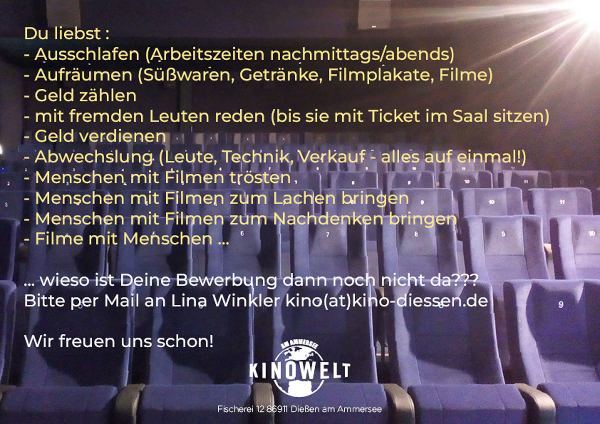Filmvorführer gesucht Banner
